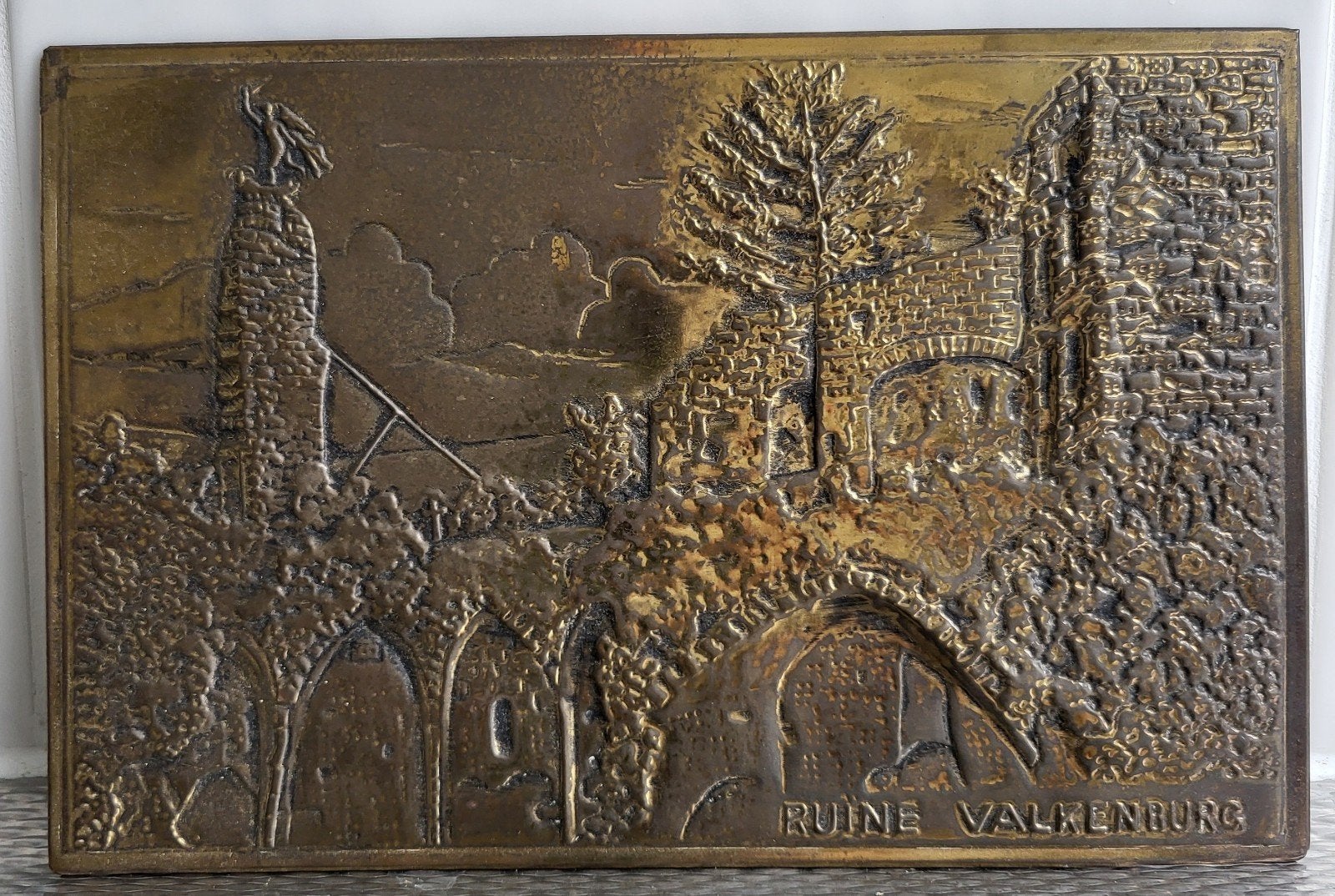 Vintage reliëf wandbordje van Valkenburg, Ophalen of Verzenden