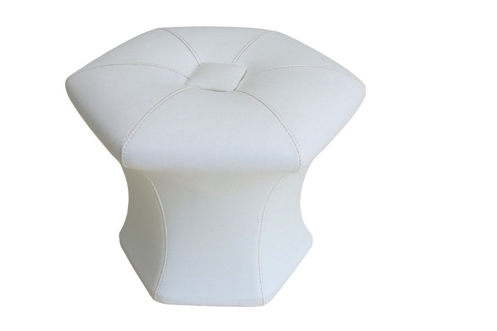 Sculpturale zeshoekige poef in wit skai, Huis en Inrichting, Ophalen, Gebruikt, Rond, Minder dan 50 cm