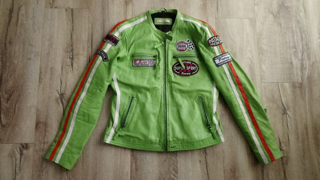 Stoere nieuwe groene leren jas, Patago jas leder, maat 46-L., Onb, Maat 46/48 (XL) of groter, Nieuw, Ophalen of Verzenden