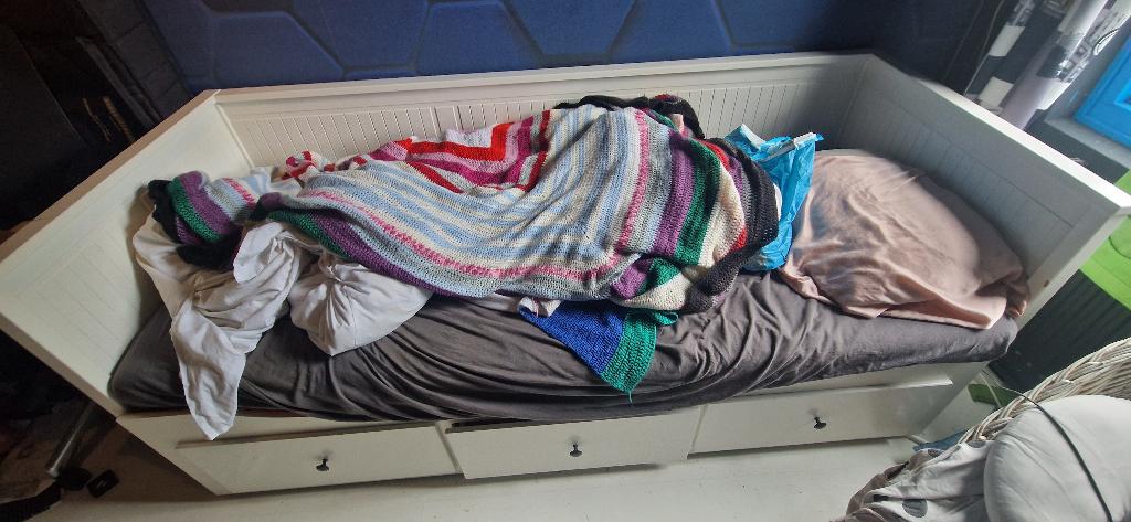 1 Ikea hemnes bed, Ophalen, Gebruikt, Eenpersoons, Wit