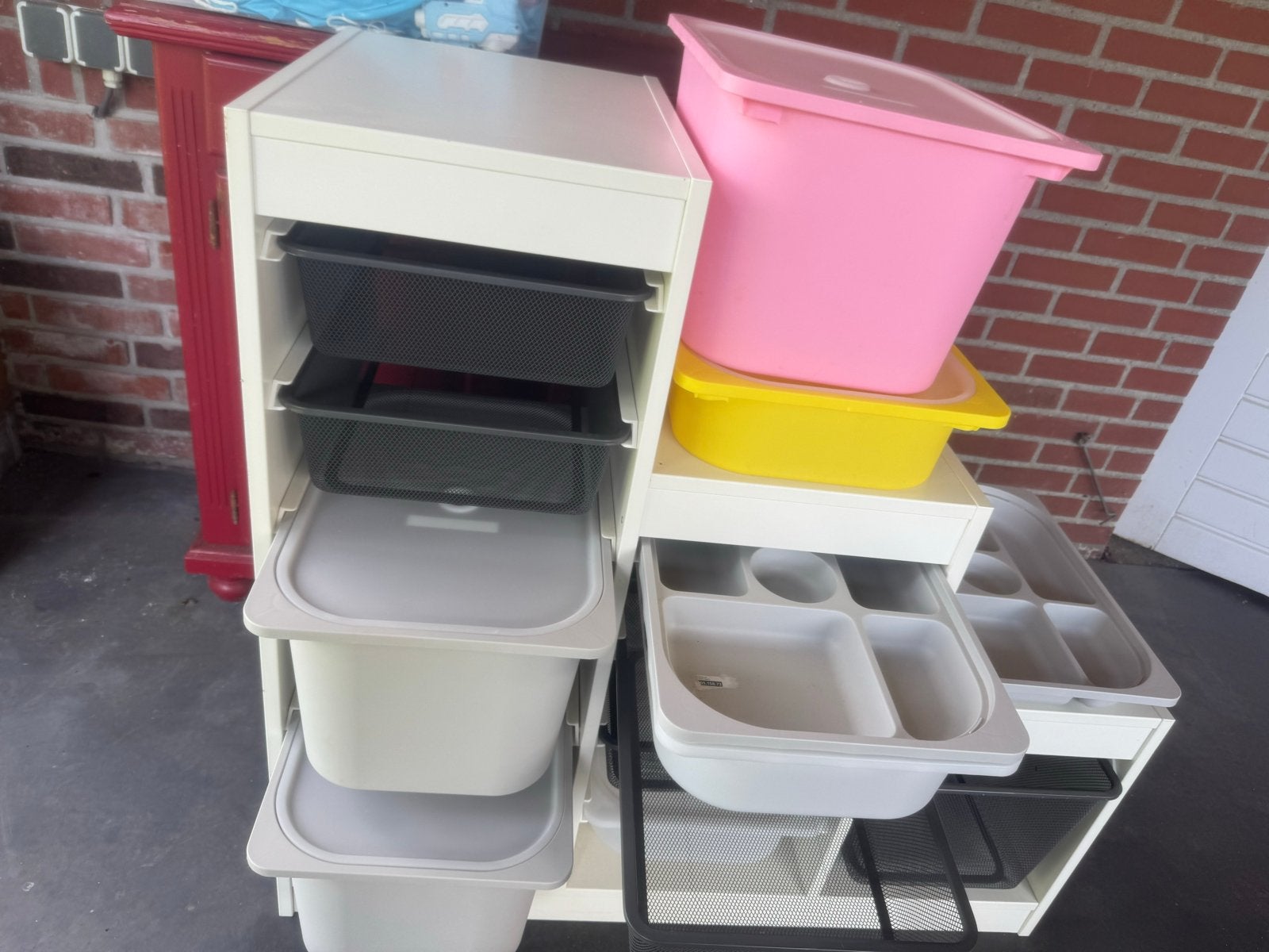 IKEA kast met diverse bakken en opbergers, Ophalen, Gebruikt