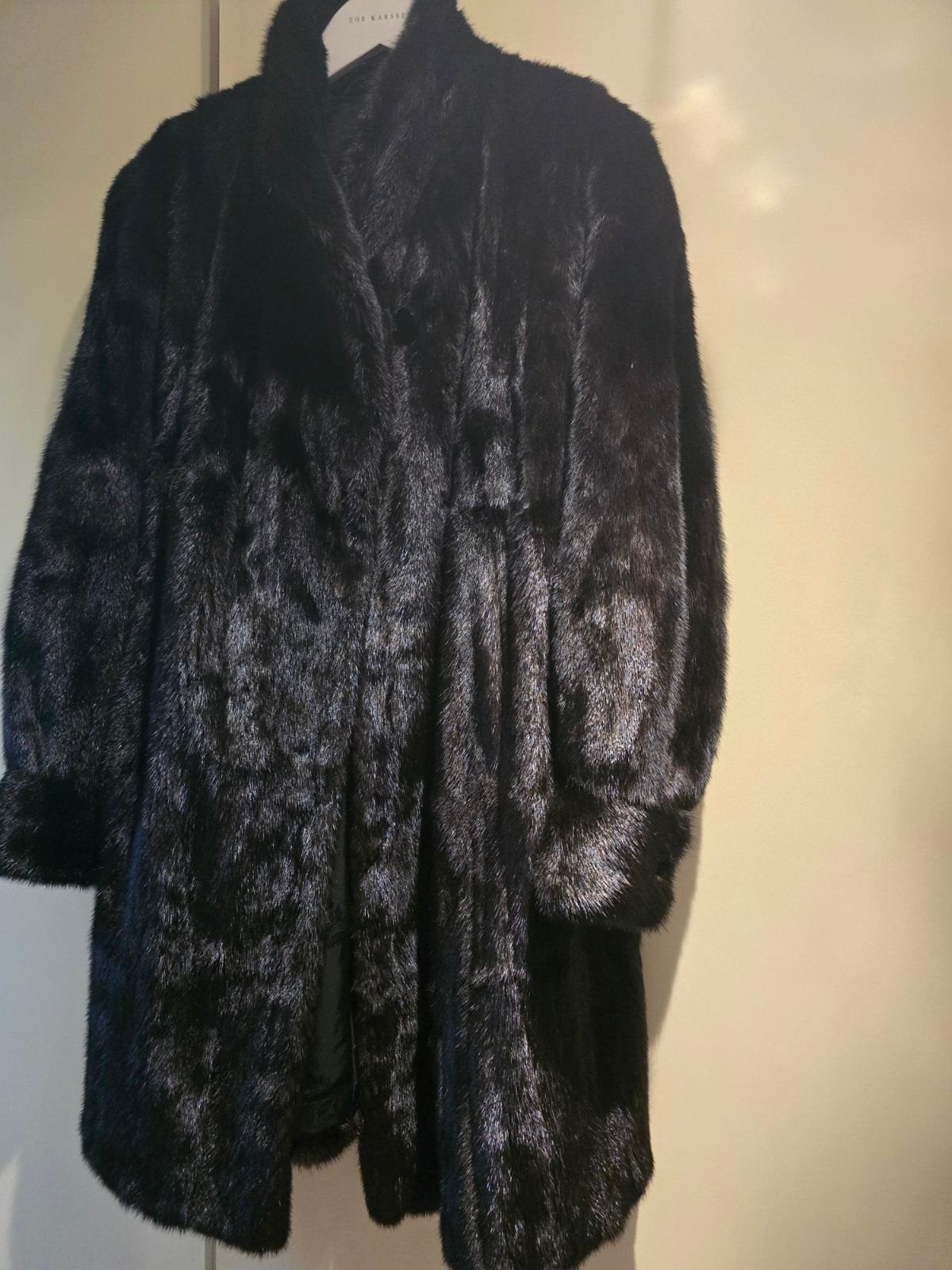 Zwarte nerts bontjas, maat L/XL/XXL, in perfecte conditie., Ophalen of Verzenden, Zo goed als nieuw, Maat 46/48 (XL) of groter