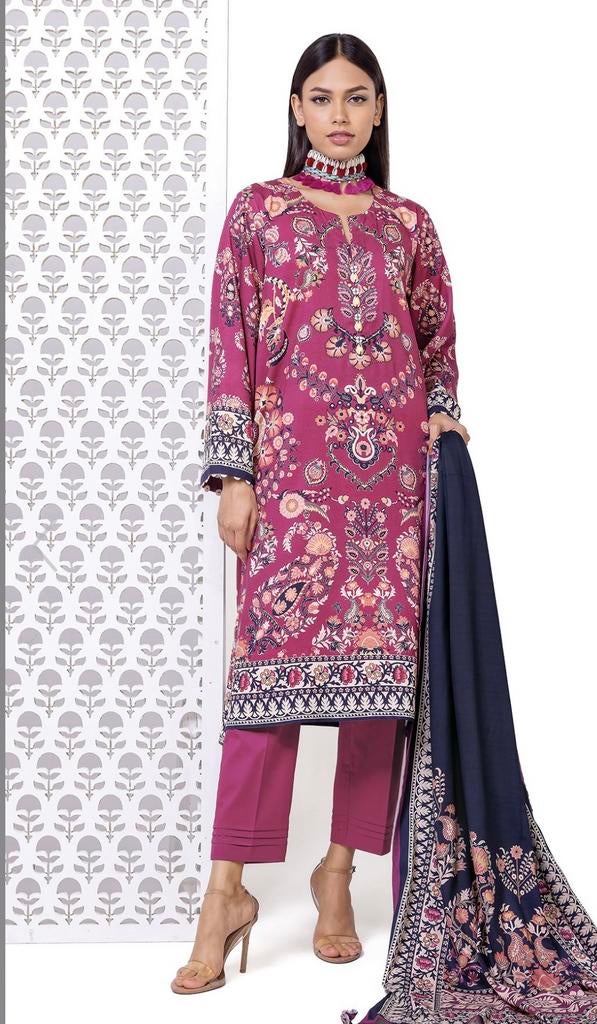 Indian bollywood Khaadi salwar kameez donkerros maat 44, Ophalen of Verzenden, Zo goed als nieuw, Maat 42/44 (L), Overige typen