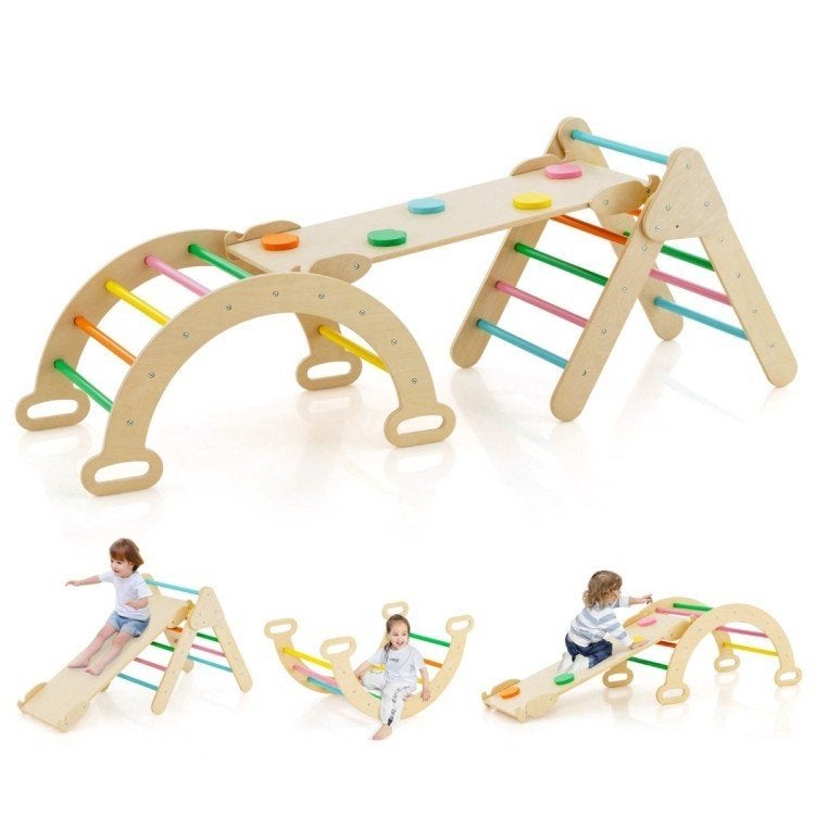 Costway 3-in-1 Montessori Klimdriehoek met Glijbaan - NIEUW, Ophalen, Nieuw
