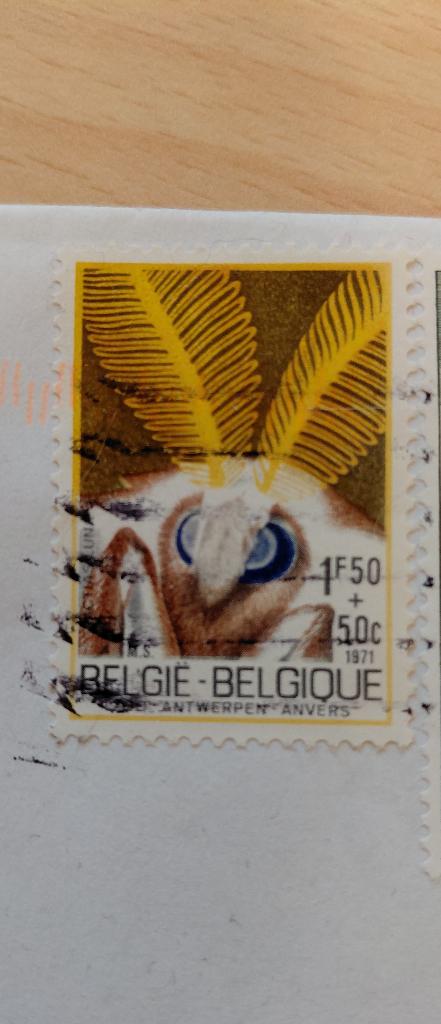 1971 Belgie nachtvlinder, Verzenden, Gestempeld