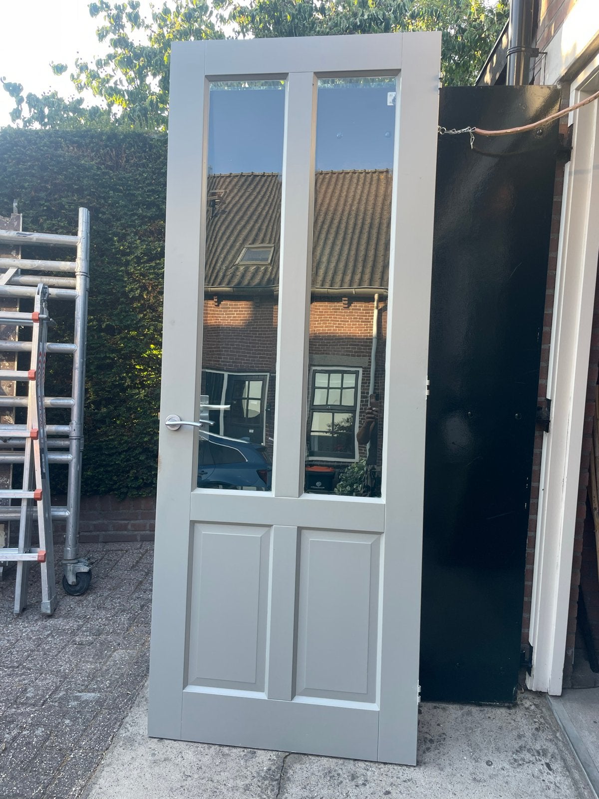 Stijlvolle binnendeur met glaspanelen 229,5 H x 87,5 B x 4 D, Ophalen, Gebruikt, 80 tot 100 cm, Binnendeur