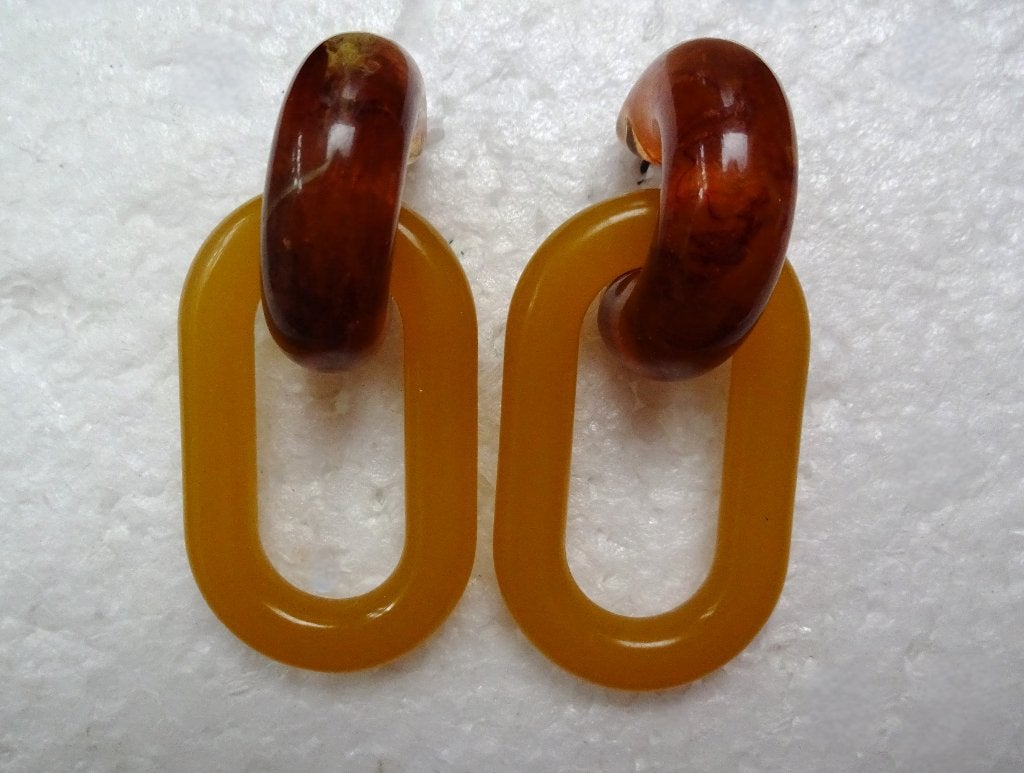 Barnsteen-look (acryl) oorstekers ring met lussen, Overige materialen, Bruin, Verzenden, Hangers