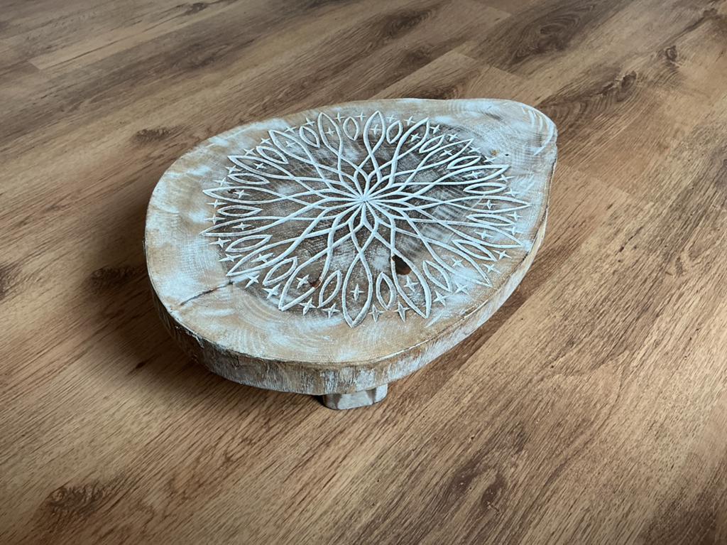 Decoratieve houten plateau met mandala patroon, Hout, Boho, Ophalen of Verzenden, Zo goed als nieuw