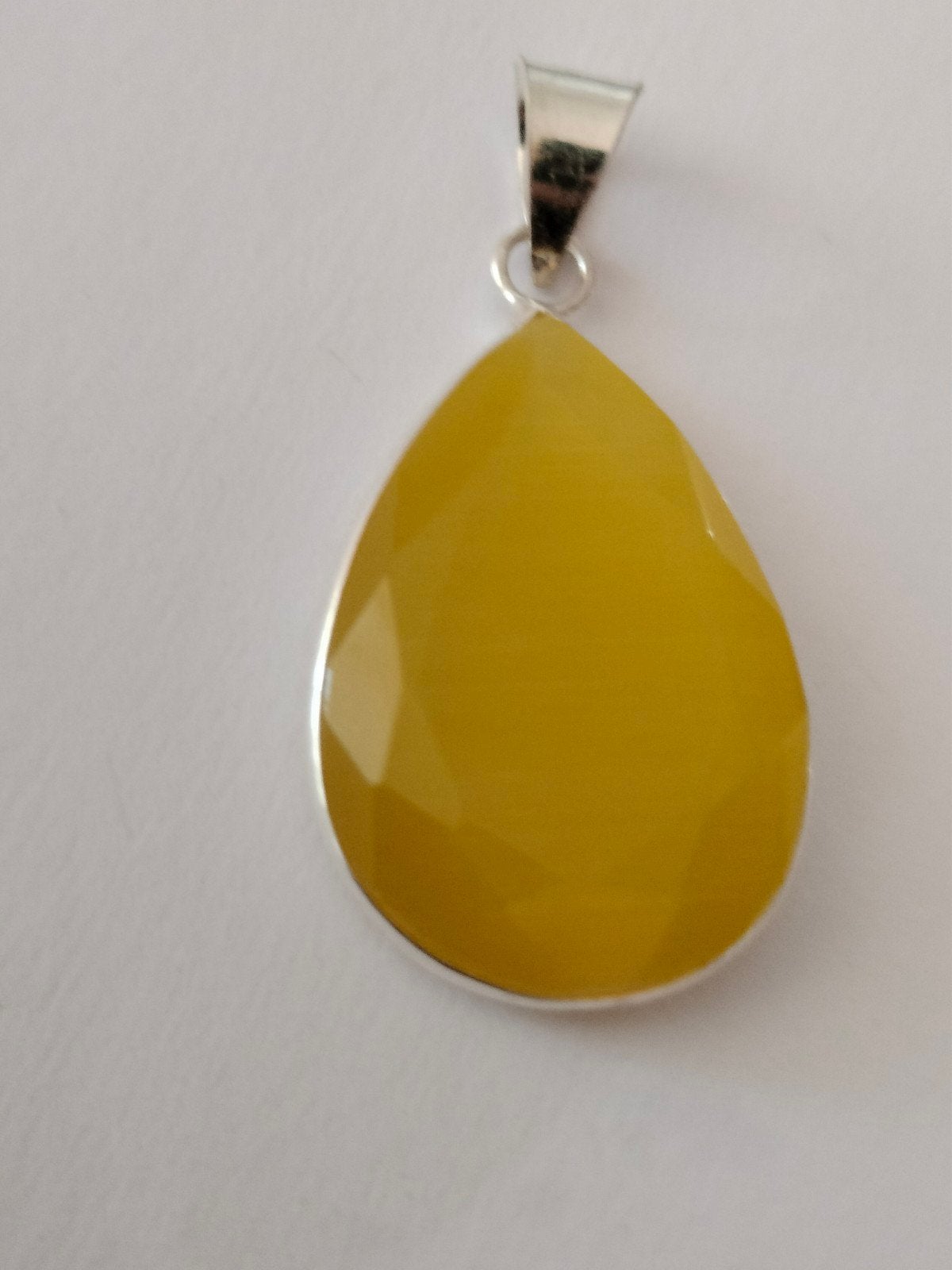 Zilveren hanger met kattenoog, Overige voorstellingen, Verzenden, Geel, Nieuw