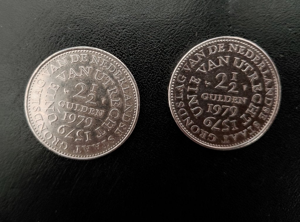 2,50 gulden 2 x Unie van Utrecht 1979, nikkel,, Verzenden, Koningin Juliana, 2½ gulden, Losse munt