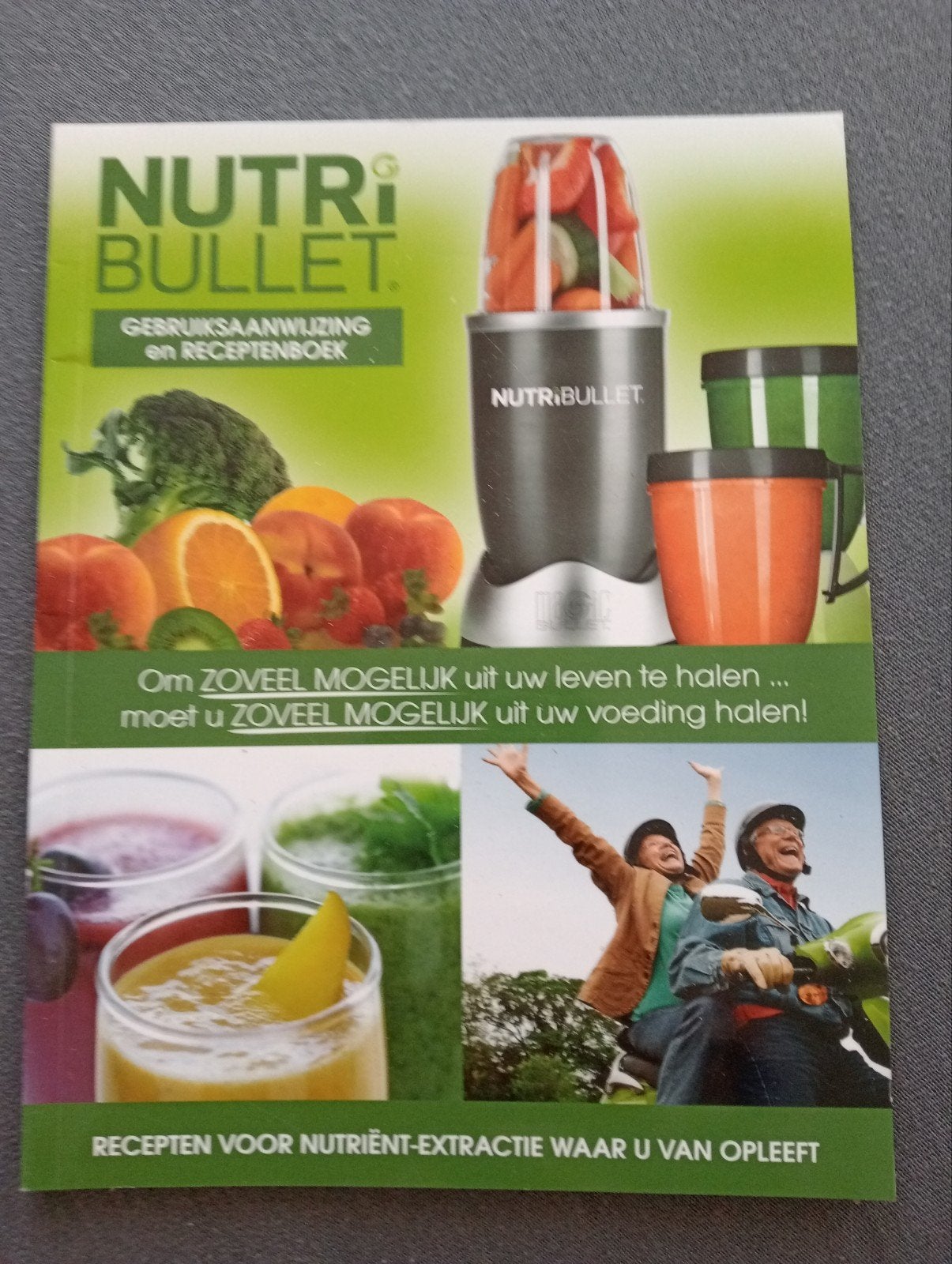 NutriBullet Gebruiksaanwijzing en Receptenboek, Witgoed en Apparatuur, Blenders, Gebruikt, NutriBullet, Blender-accessoire, Onbekend