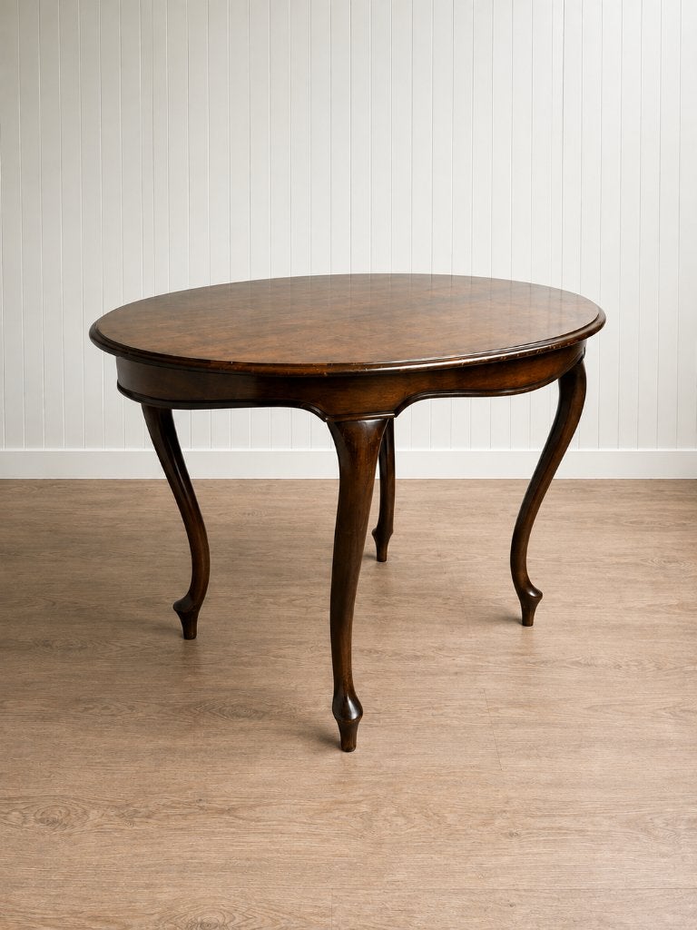 Klassieke Ronde Eettafel | Donker Hout | Queen Anne Stijl, Ophalen, Gebruikt, Vier personen, Ovaal