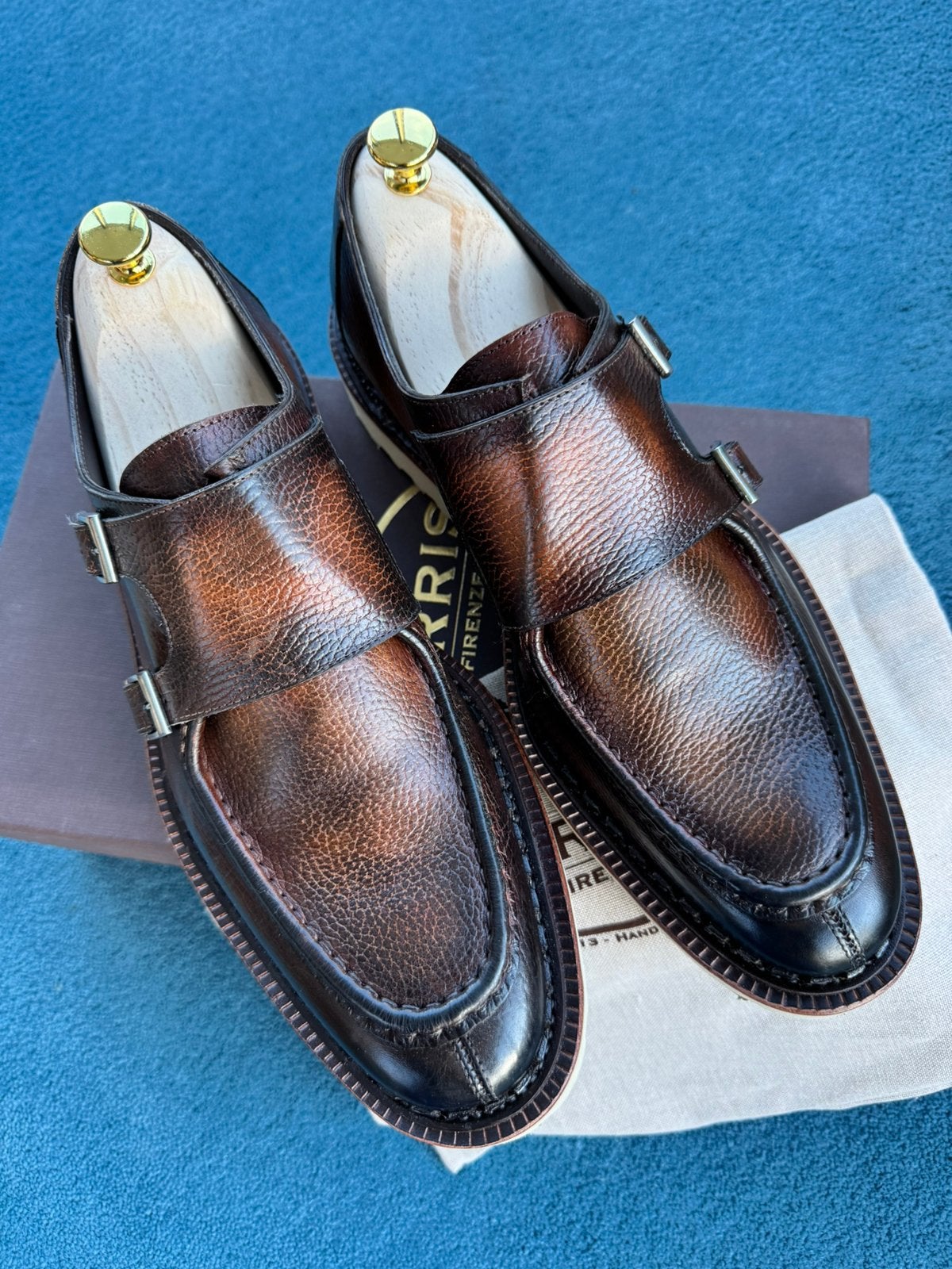 NIEUW Harris Double Monk/Instappers UK10 Bruin, Loafers, Bruin, Nieuw, Ophalen of Verzenden