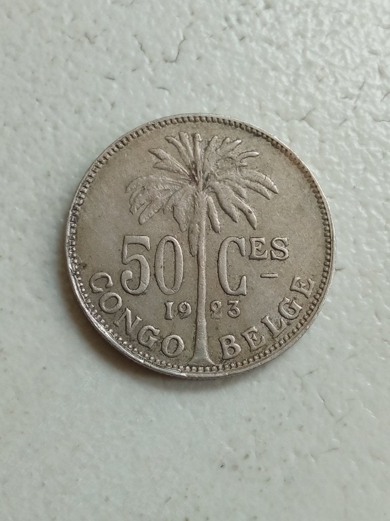 Belgisch Congo 50 centimes 1923., Postzegels en Munten, Ophalen of Verzenden, Overige landen, Losse munt