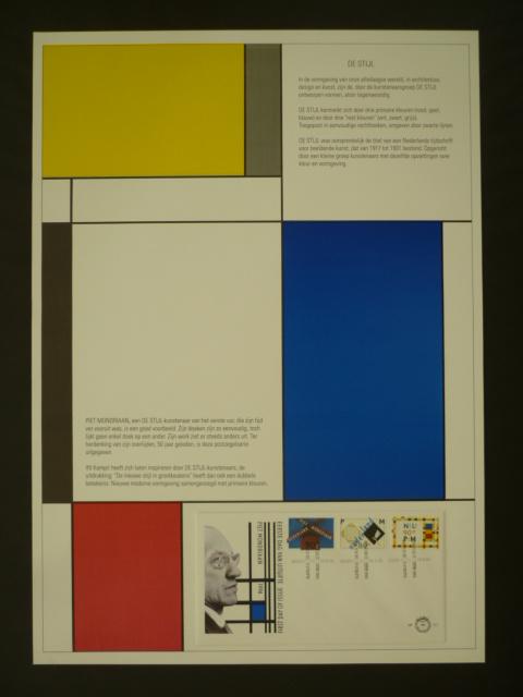 Poster De Stijl met FDC 317 Piet Mondriaan, Ophalen of Verzenden, Overige typen