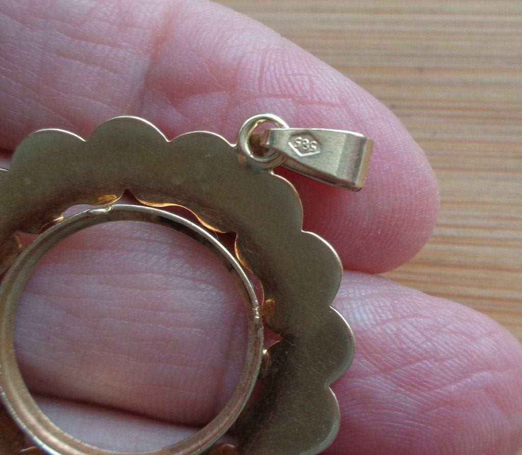 14 karaat gouden krans hanger voor munt [471], Sieraden, Tassen en Uiterlijk, Antieke sieraden, Verzenden, Goud, Hanger
