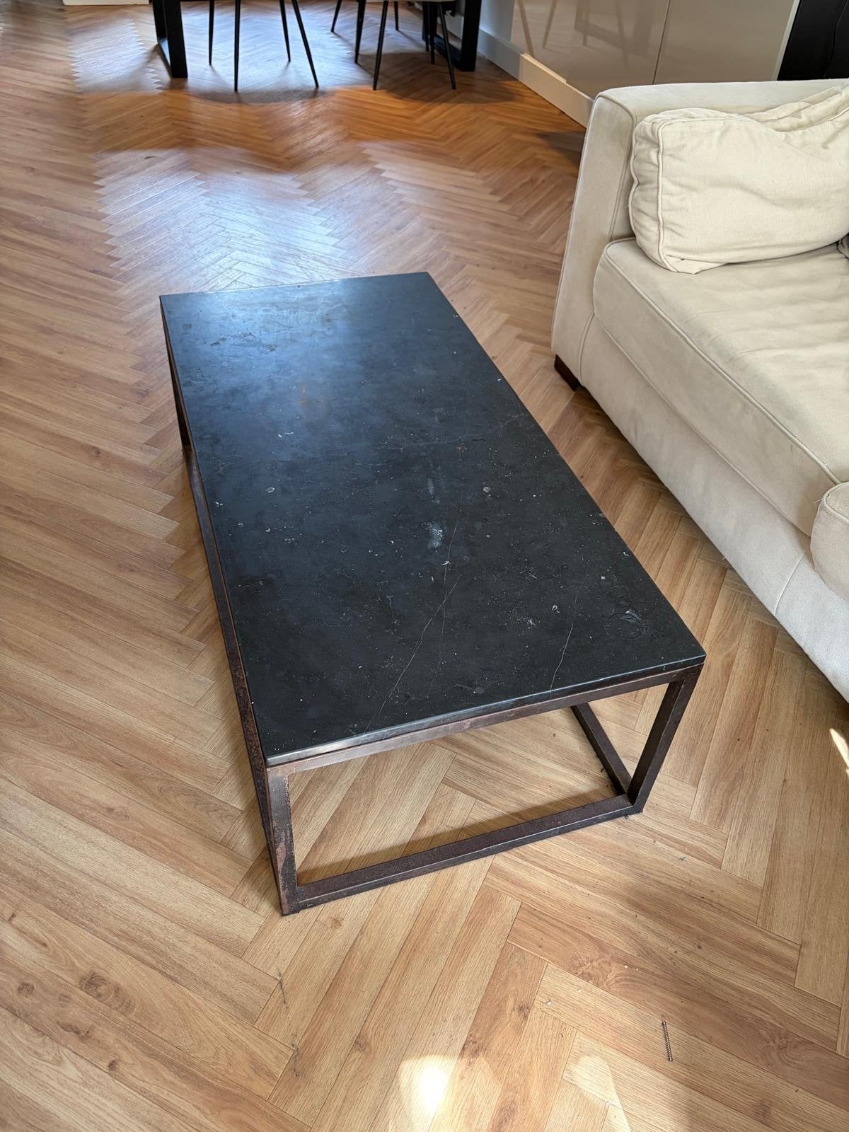Marmeren Salontafel met marmer zwart blad, Ophalen, Gebruikt, 100 tot 150 cm, 50 tot 100 cm