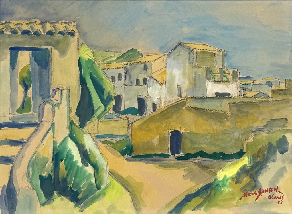1181. Aquarel, Kees Jansen - "Blanes", 1958, Ophalen