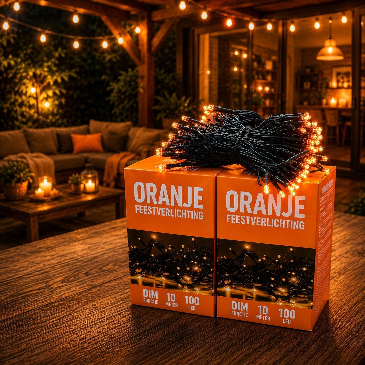 Oranje Feestverlichting - 100 LED lampjes, 10 meter, Kunststof, Minder dan 50 watt, Overige typen, Nieuw