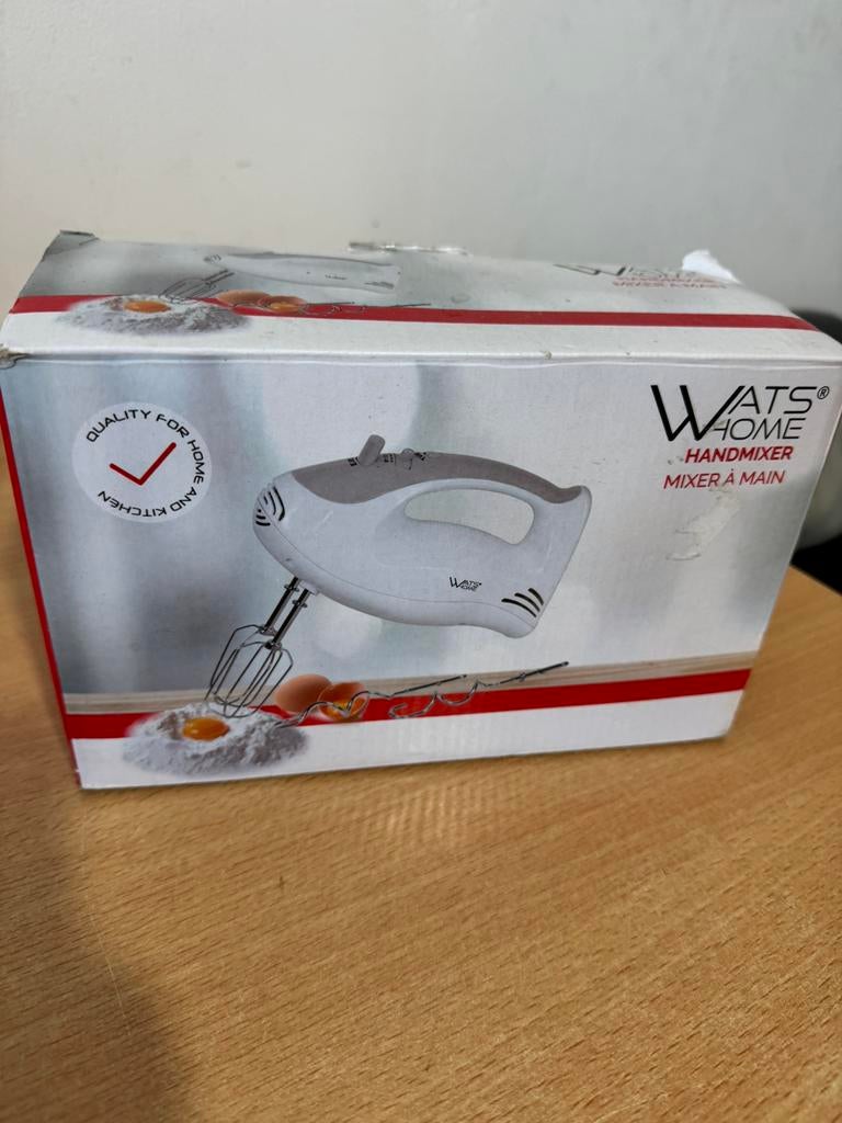 Handmixer Watshome + Doos / Handleiding, Minder dan 1 liter, Ophalen of Verzenden, Zo goed als nieuw, 3 snelheden of meer