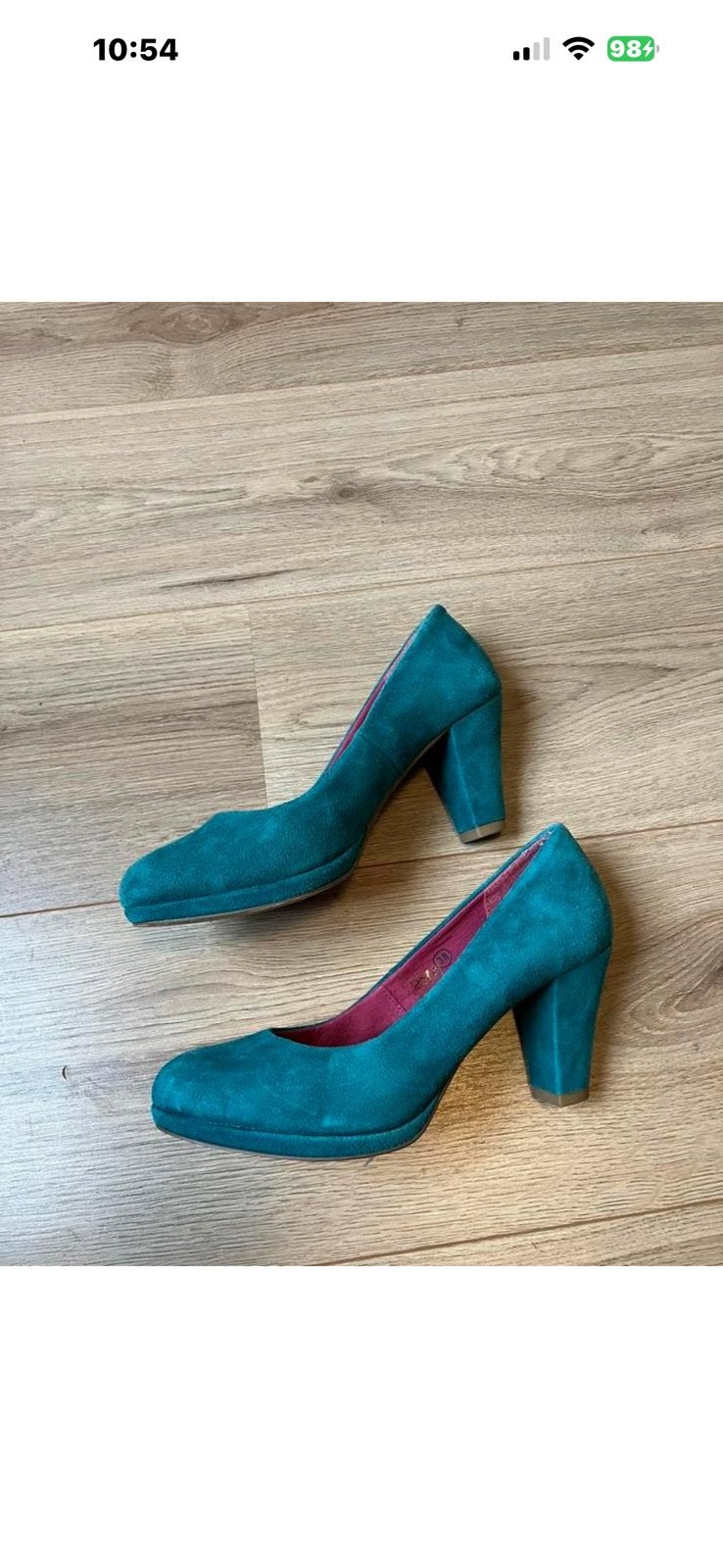Suede pumps, turquoise, maat 38, Ophalen of Verzenden, Zo goed als nieuw, Blauw