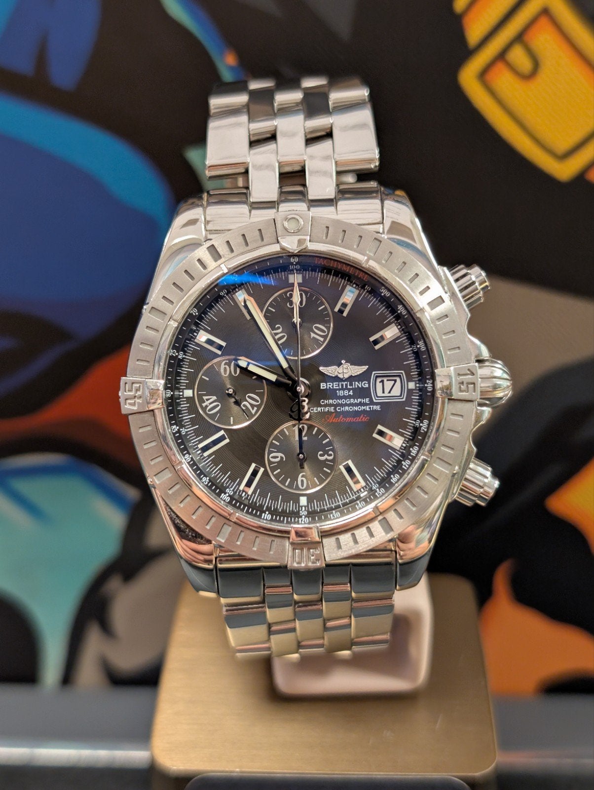 Breitling Chronomat evolution zwarte wijzerplaat, Ophalen of Verzenden
