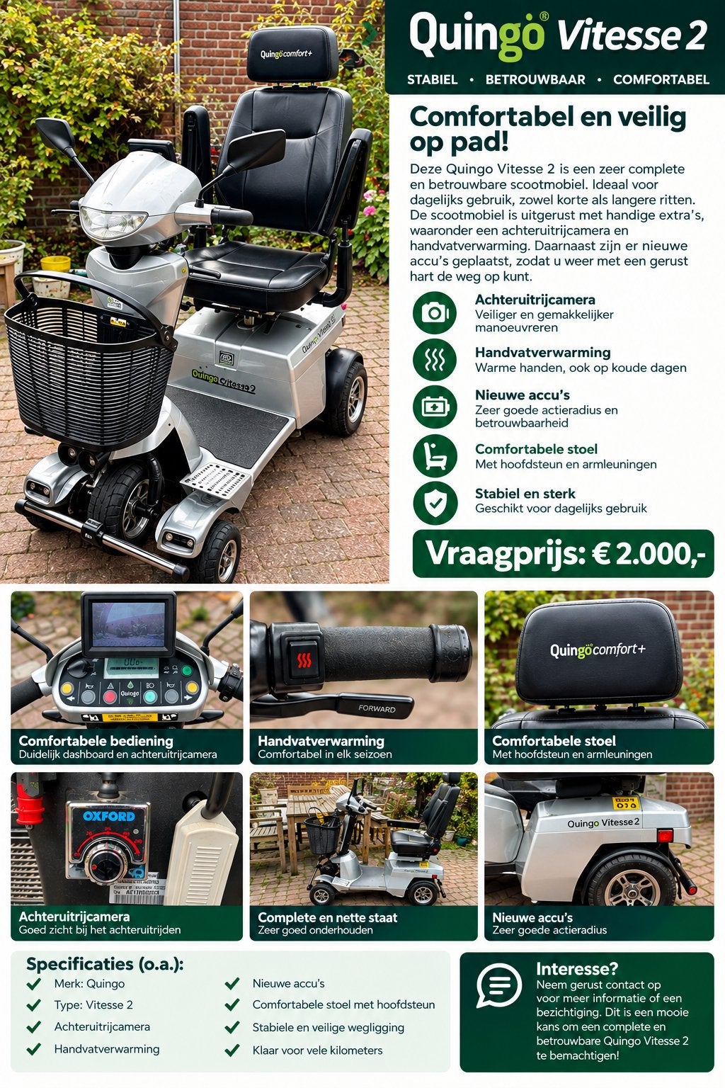 Scootmobiel QuinGo Vitesse 2, Ophalen
