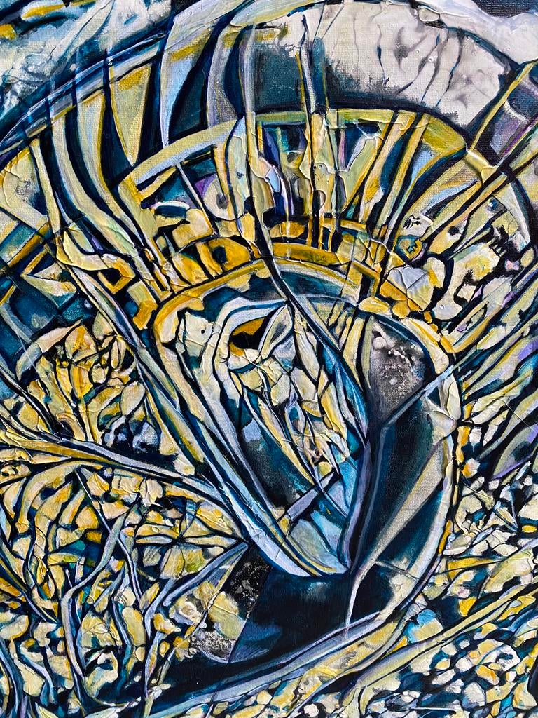Olieverf schilderij van abstract paard , Liz van Munster, Ophalen of Verzenden