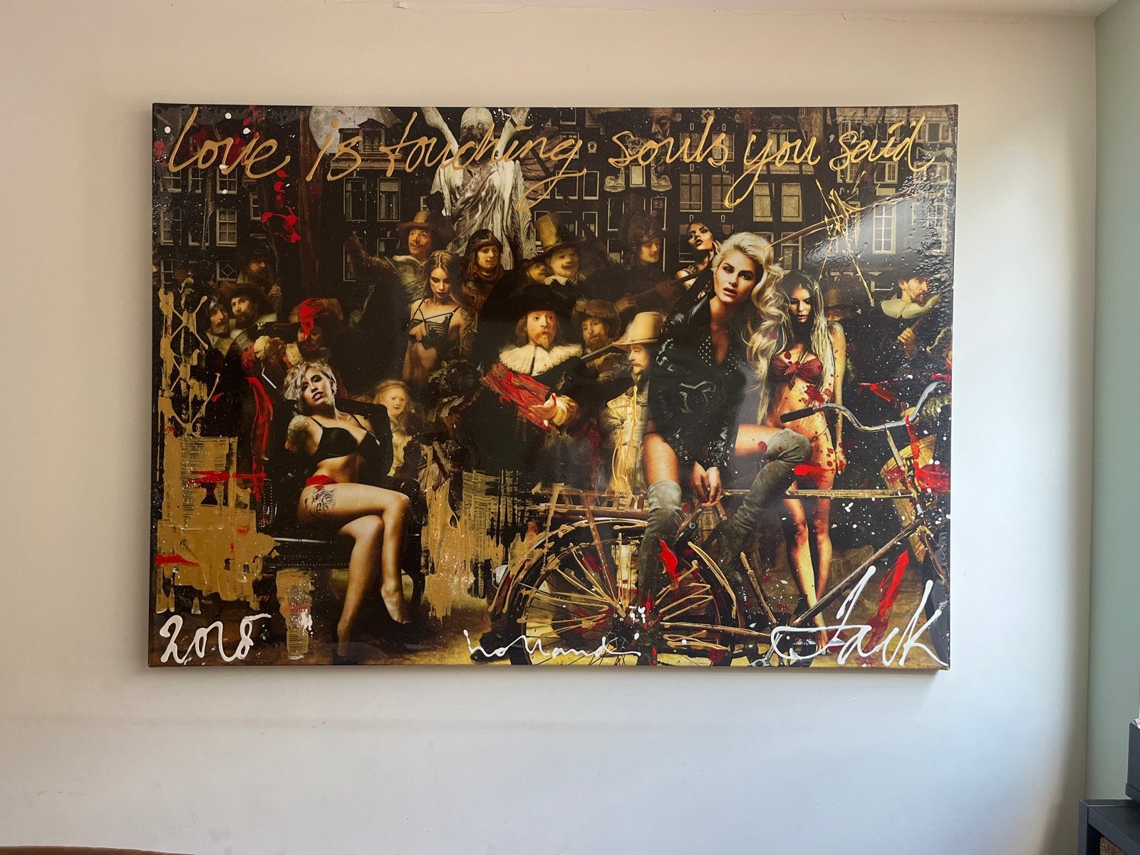 Modern schilderij:Klassiek ontmoet modern met pop-art, Antiek en Kunst, Kunst | Schilderijen | Modern, Ophalen, Figuren, Gelakt/vernis