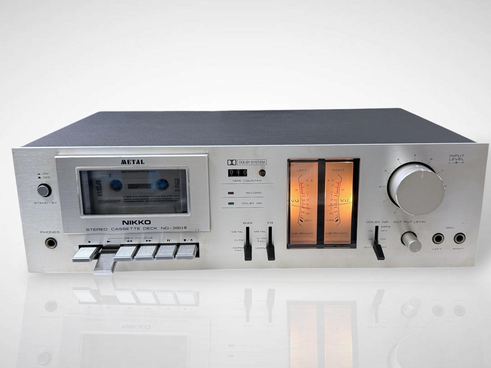 Vintage Nikko Cassettedeck ND-390II - Zilverkleurig, Overige merken, Nikko, Nikko, Tape counter