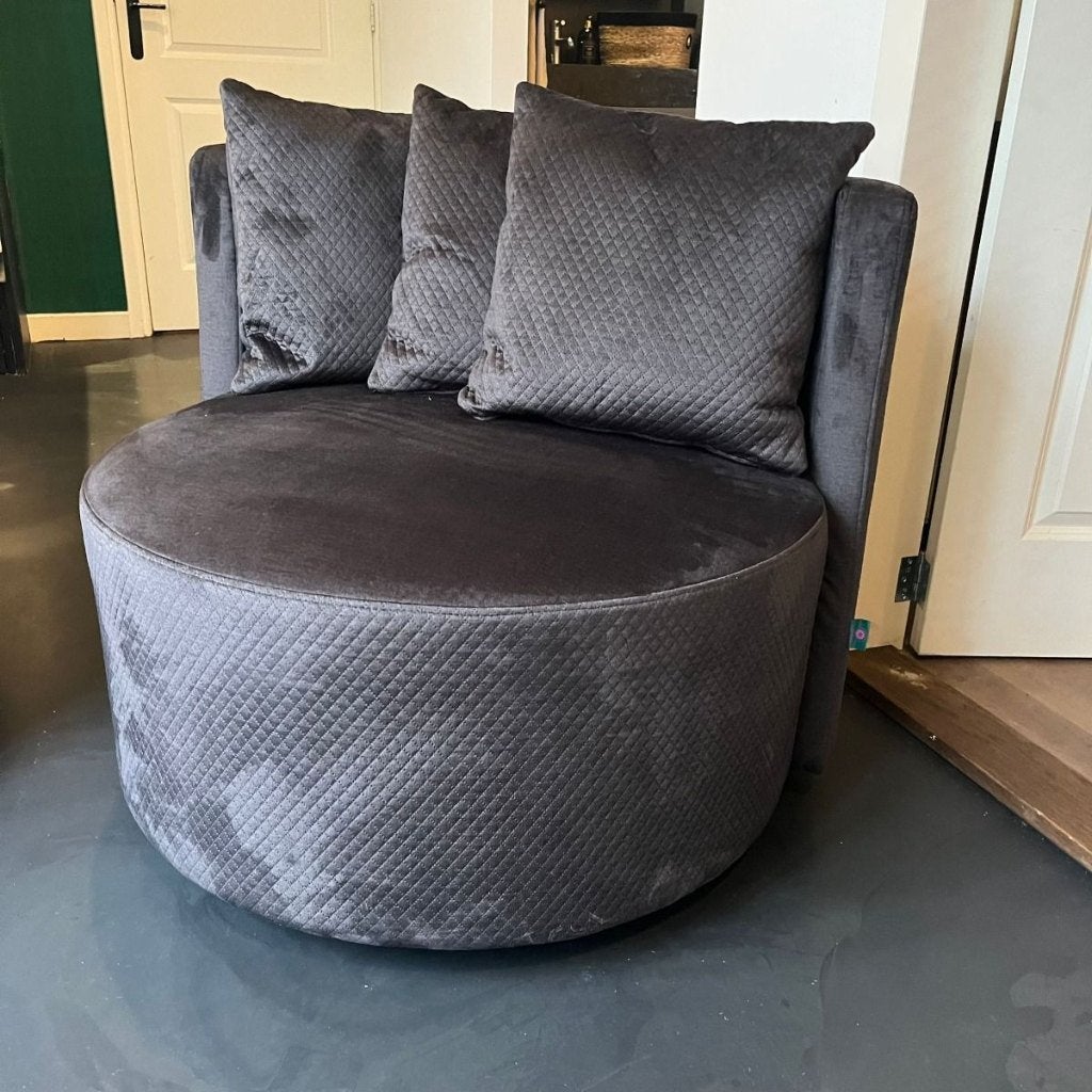 Draaifauteuil ROND stof bruin laagste STUNT prijs voorraad, Nieuw, 75 tot 100 cm, Ophalen of Verzenden, Metaal