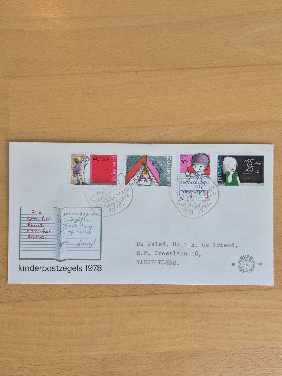 FDC 1978 Nederland kinderpostzegels, Postzegels en Munten, Postzegels | Eerstedagenveloppen, Beschreven, Nederland, Ophalen of Verzenden