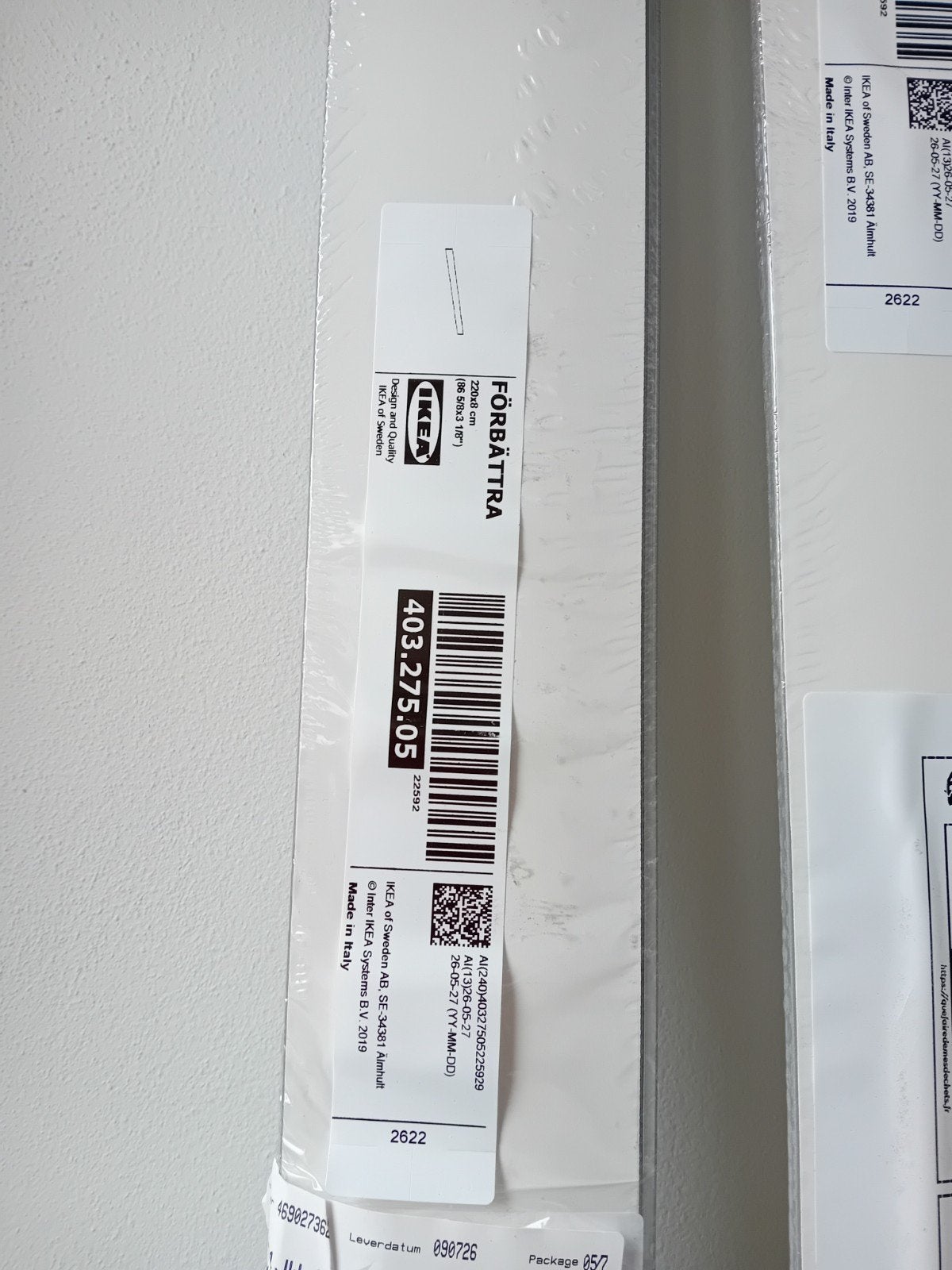 2x IKEA FÖRBÄTTRA keukenplint wit 220x8 cm. nieuw, Ophalen, Nieuw, 200 tot 250 cm, Plinten