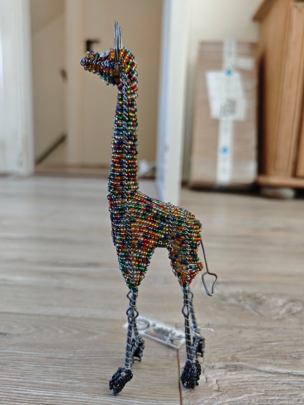 Kralen Giraffe Beeldje - Handgemaakt en Kleurrijk, Gebruikt, Meerkleurig, Overige stijlen, Ophalen of Verzenden