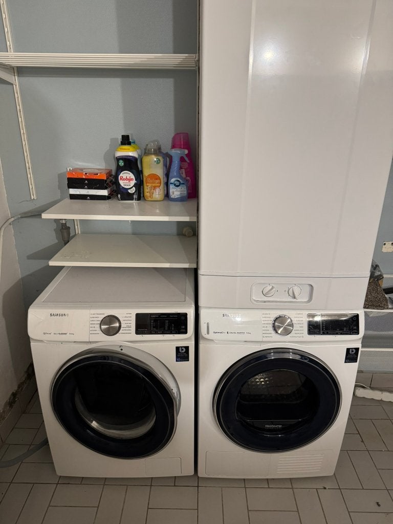 SAMSUNG 9kg wasmachine WW90M642OPW en wasdroger DV90N62632W, Ophalen, 1200 tot 1600 toeren, Gebruikt, 8 tot 10 kg
