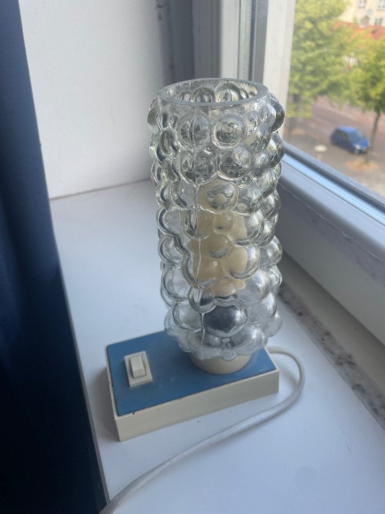 Vintage tafellamp met bubbelglas, Gebruikt, Overige merken, Vintage, 25 cm
