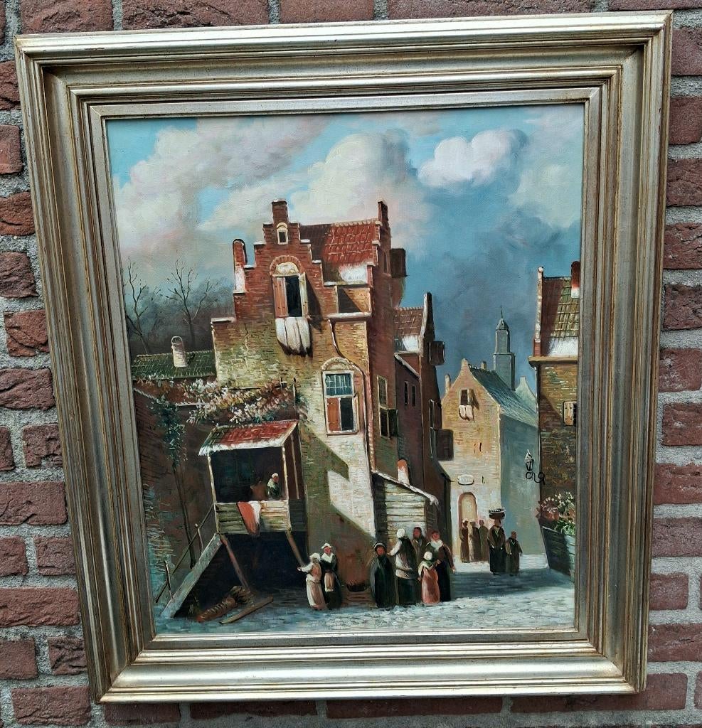 ouderwets stadsgezicht, Antiek en Kunst, Ophalen of Verzenden
