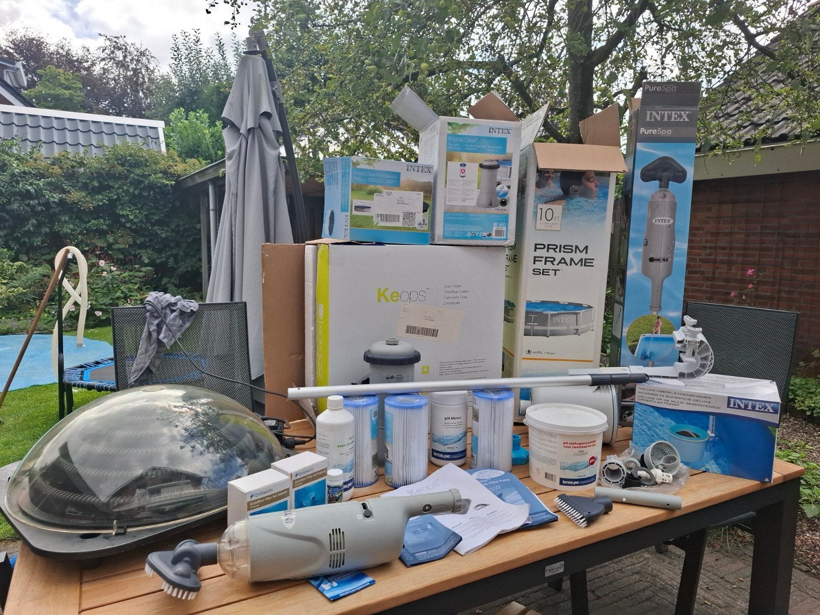 Zwembad met heel veel accessoires, Tuin en Terras, Zwembaden, Ophalen, Gebruikt, Rond, 300 cm of meer