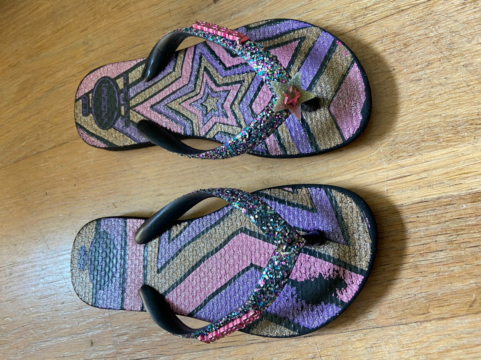 Havaianas slippers maat 25-26 met glitter en sterren, Ophalen of Verzenden, Gebruikt, Meisje, Overige typen