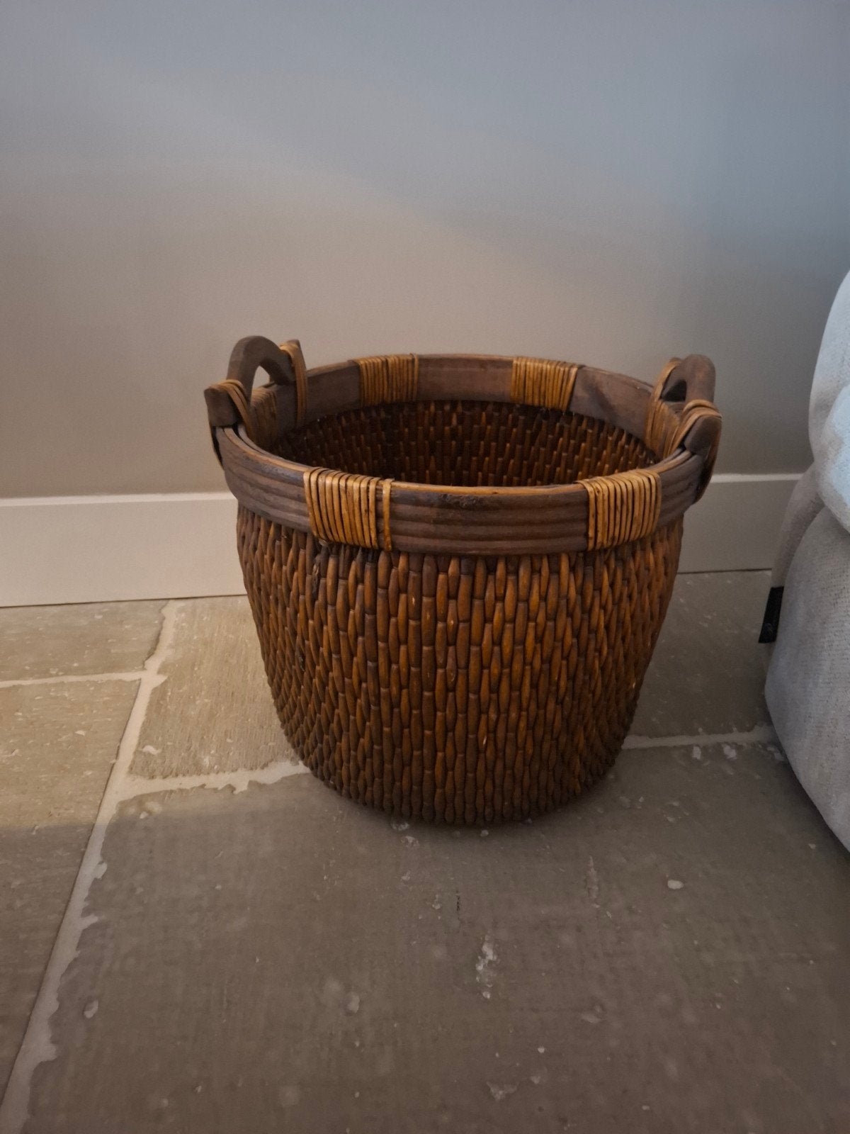 Authentieke Rijstmand voor landelijk en sober interieur, Huis en Inrichting, Ophalen, Mand, Rond, Nieuw