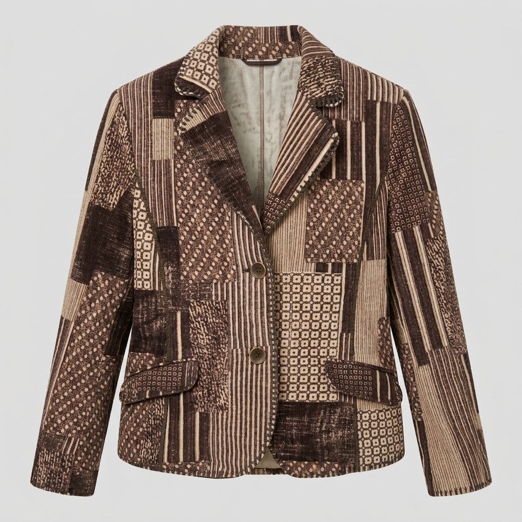 Vintage Patchwork Jasje - Bruin/Beige, maat 40, Kleding | Dames, Maat 38/40 (M), Bruin, Ophalen of Verzenden, Zo goed als nieuw