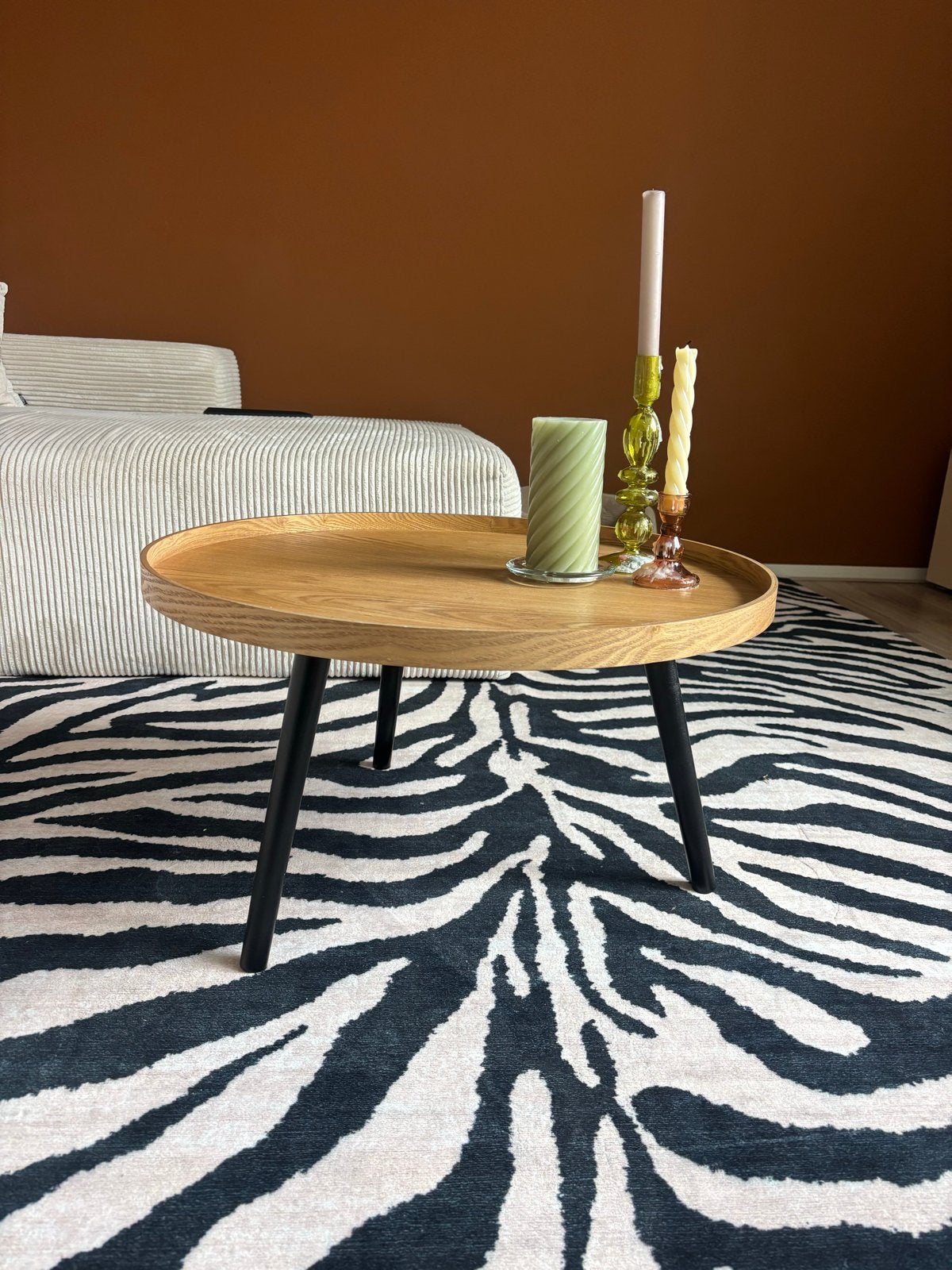 WOOOD bijzettafel Mesa L naturel MDF hout Ø 60 cm, Ophalen, Minder dan 45 cm, Rond, Zo goed als nieuw