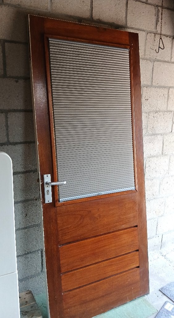 Hardhouten Achterdeur met Dubbel Glas / 87,5 x 212 cm, Ophalen, Gebruikt, 80 tot 100 cm, Buitendeur
