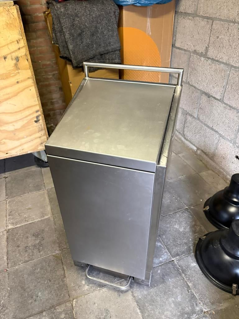 Dutch Bins Afvalzakhouder RVS 120 liter, Ophalen, Gebruikt, Met pedaal, 40 liter of meer
