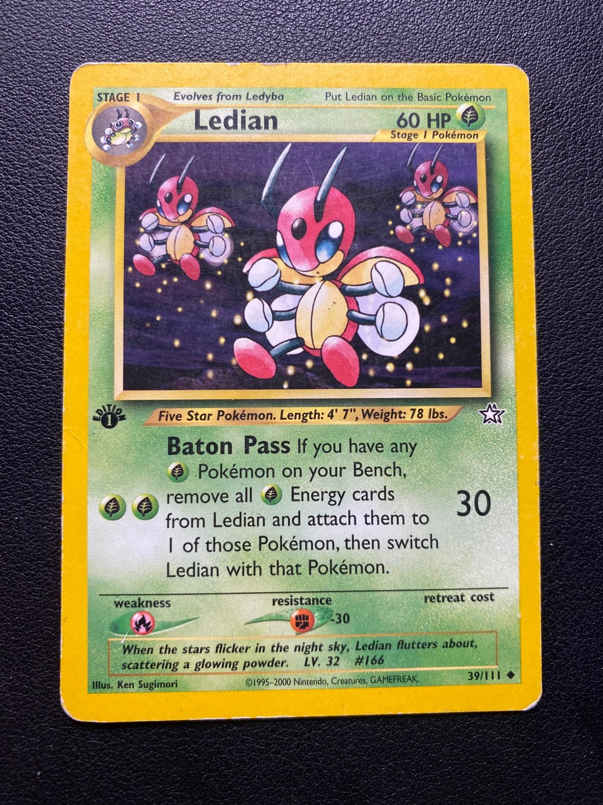 Ledian 1st Edition - Neo Genesis - 39/111 - Pokemon kaart, Ophalen of Verzenden, Zo goed als nieuw