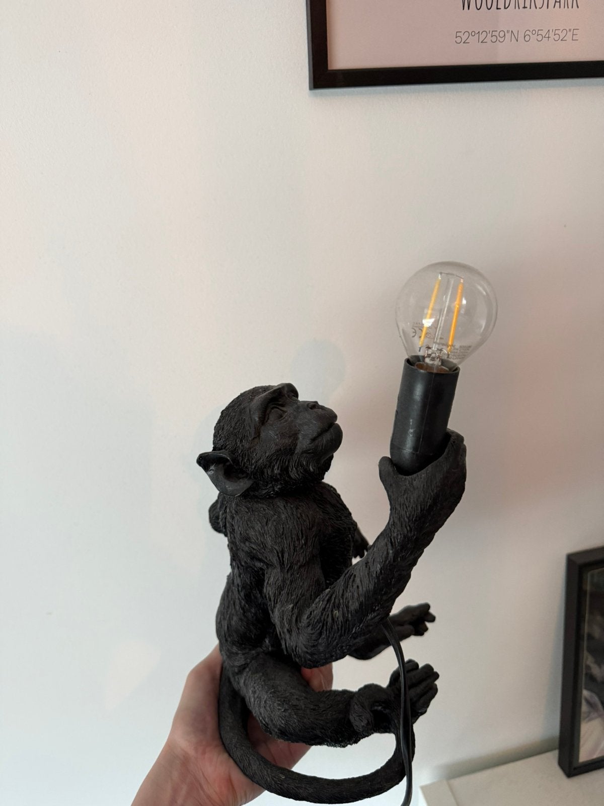 Zwarte lamp aap, Ophalen, Zo goed als nieuw, Inclusief lichtbron