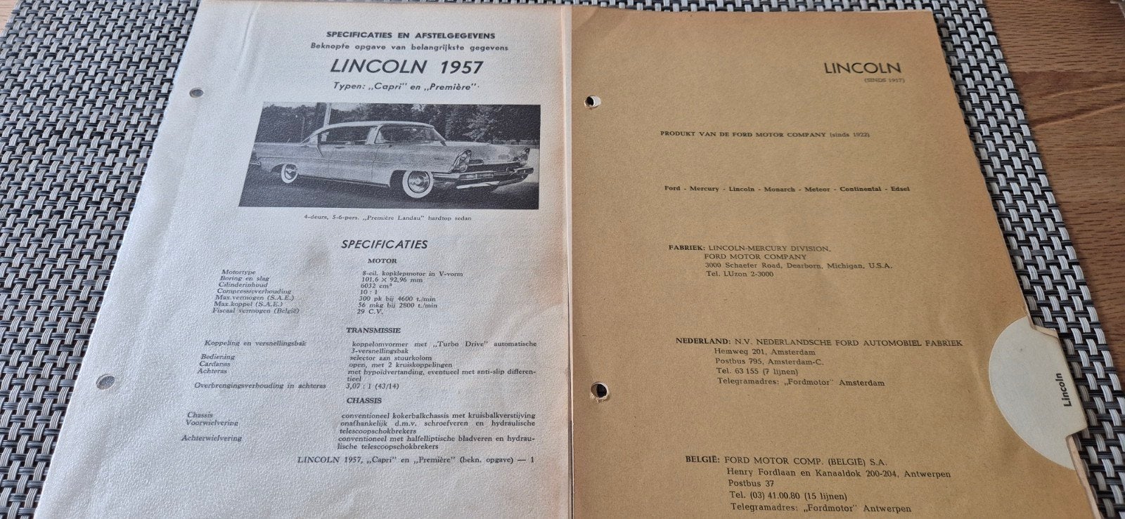 kluwer informatie blaadje voor Lincoln 1957, Ophalen of Verzenden