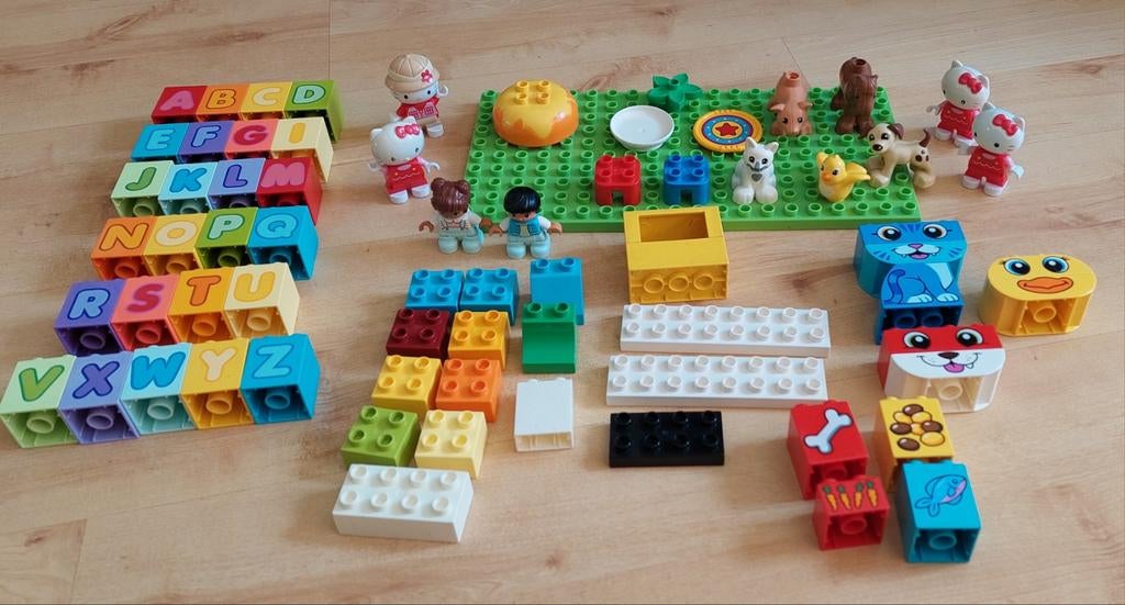 Duplo set, bouwstenen, poppetjes, dieren,  ABC, grondplaat, Ophalen of Verzenden, Zo goed als nieuw, Duplo
