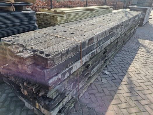 Brugdekdelen - wisselbielzen - Hardhouten balken - gebruikt, Ophalen, Gebruikt, Hardhout, 250 cm of meer
