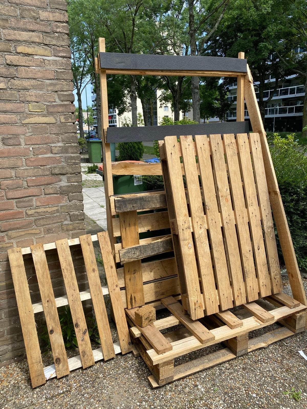 4 gebruikte pallets voor diverse projecten, Doe-het-zelf en Verbouw, Hout en Planken, Ophalen, Gebruikt, Overige houtsoorten, Pallet
